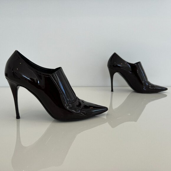 VALENTINO GARAVANI BROWN PATENT LEATHER ANKLE BOOTS SIZE IT 38 / US 8 - Picture 6 of 15